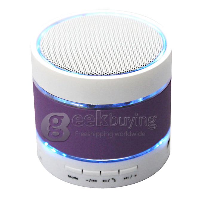 S09 Mini Portable Wireless Bluetooth Hi Fi Speaker Music Player TF Card Slot Hand Free with LED Light - Purple