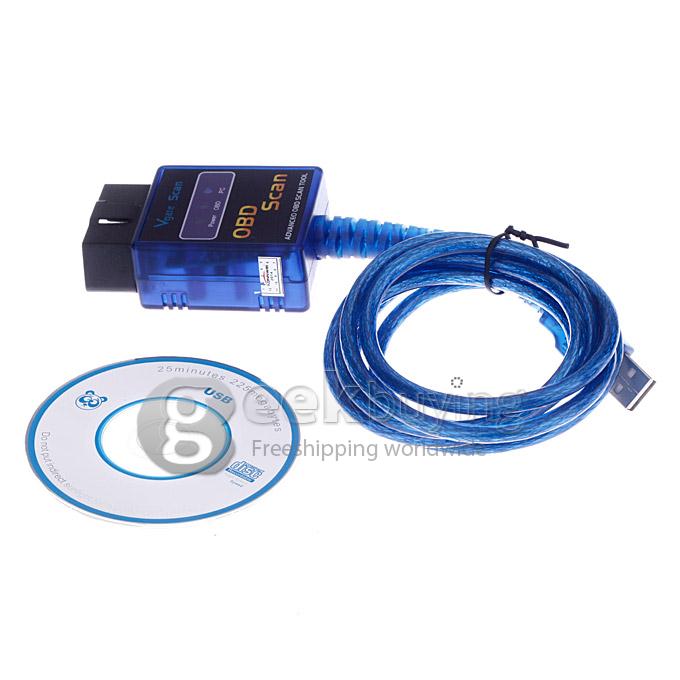 Mini ELM327 USB Vehicle OBD Scan Tool Atuo Diagnostic Scanner - Blue
