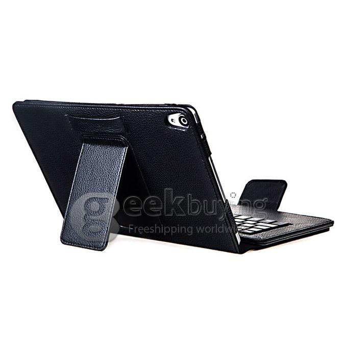 Removable Wireless Bluetooth QWERTY Keyboard Leather Stand Case Cover for Google Nexus 9 - Black