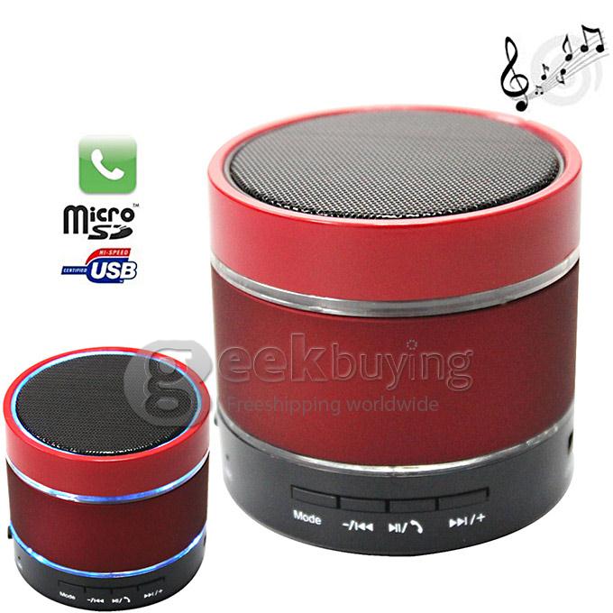 S09 Mini Portable Wireless Bluetooth Hi Fi Speaker Music Player TF Card Slot Hand Freewith LED Light - Red