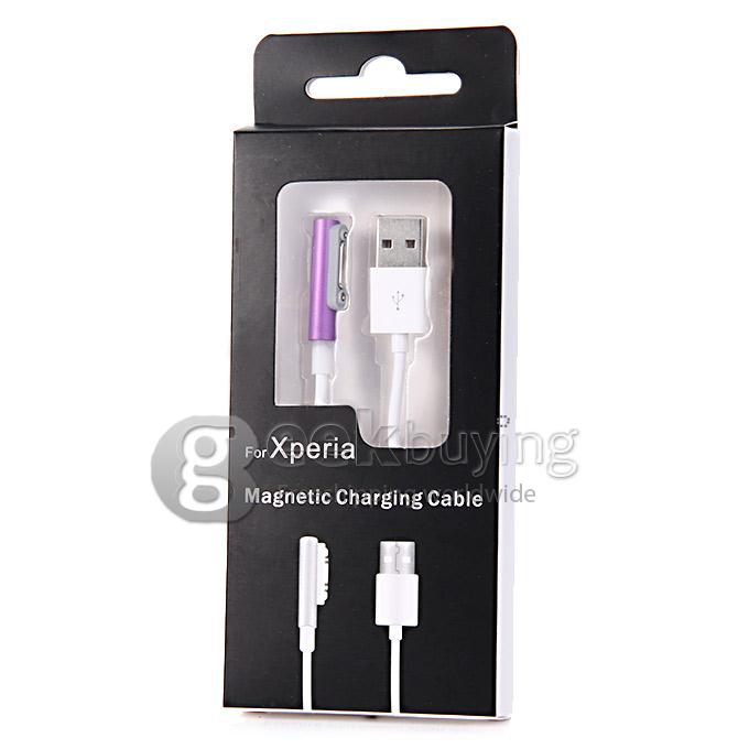 Magnetic Charging Cable Adapter USB Cable LED Smart Prompt for Sony Xperia Z3 Z2 Z1 - Purple