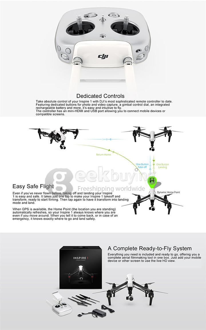 DJI Inspire 1 T600 Transforming Quadcopter 4K Camera With Travel Case RTF - Dual Controller