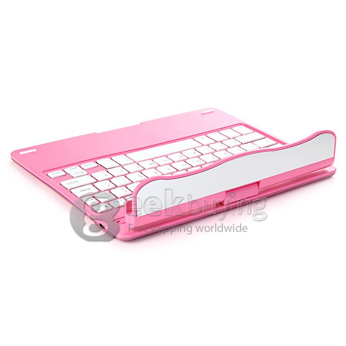 Portable Keyboard for iPad Air Bluetooth Keyboard 360 Degrees Rotating 180 Degrees Flip - Pink