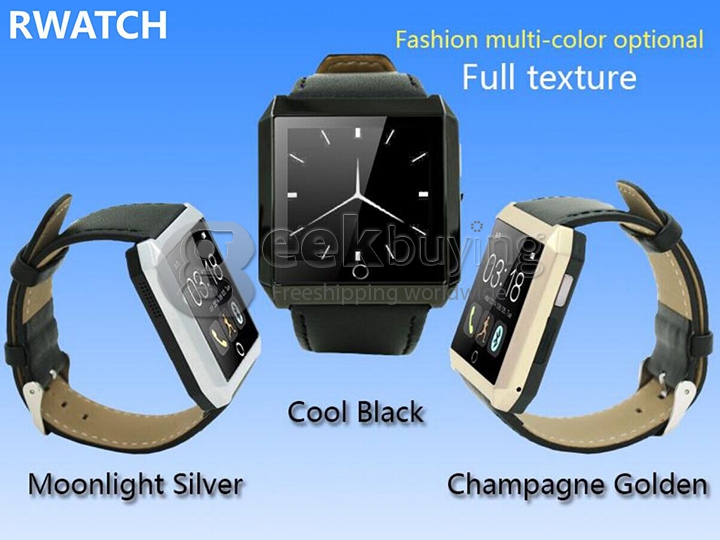 RWATCH R6S Wearable Bluetooth 4.0 Smart Watch Compass Hands-Free Call Pedometer Sleep Tracker for Android iOS Gold