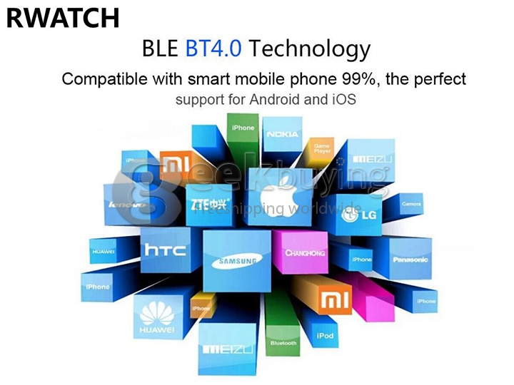 RWATCH R6S Wearable Bluetooth 4.0 Smart Watch Compass Hands-Free Call Pedometer Sleep Tracker for Android iOS Gold