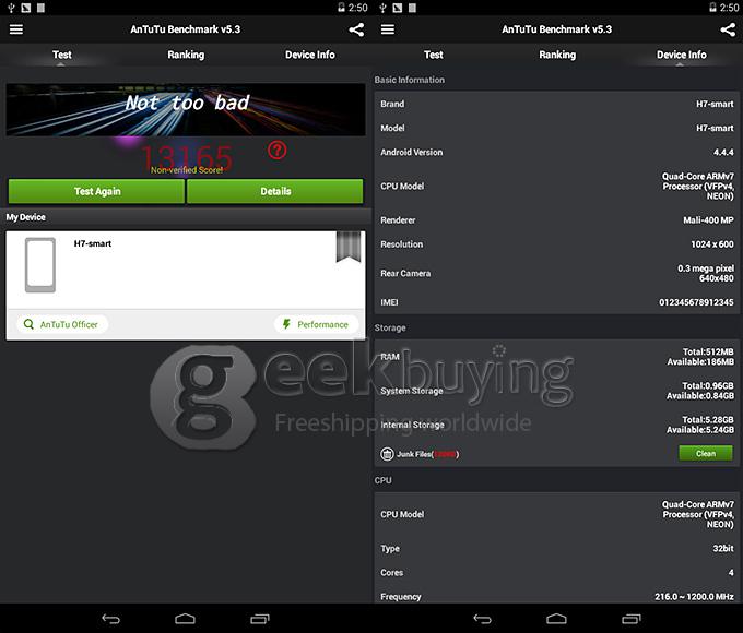 H7 Smart RK3126 Cortex-A9 Quad Core 7 Inch Tablet PC Android 4.4 OS 8GB ROM IPS Capacitive Touch Screen  - White