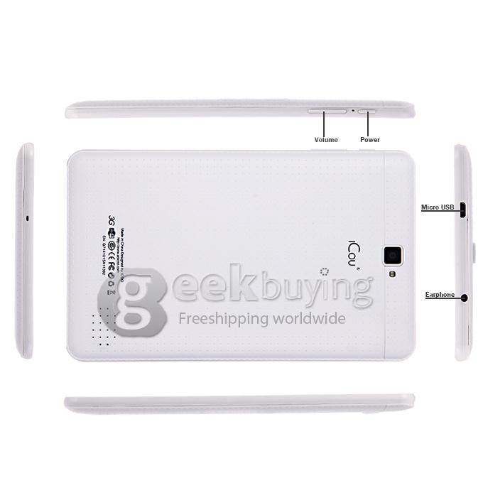 ICOU Q7 3G Phone Call Android 4.4 Tablet PC 7 Inch MT8382 Quad Core 8GB ROM GPS Bluetooth - White