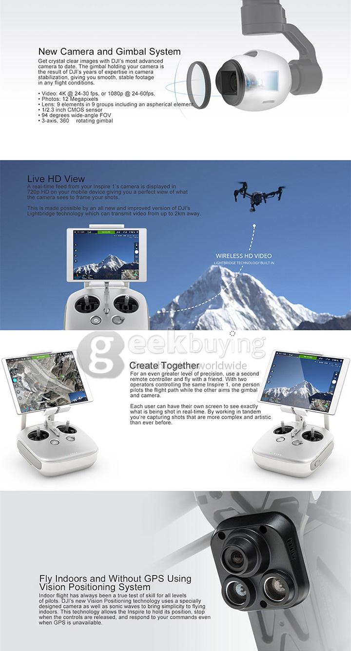 DJI Inspire 1 T600 Transforming Quadcopter 4K Camera With Travel Case RTF - Dual Controller