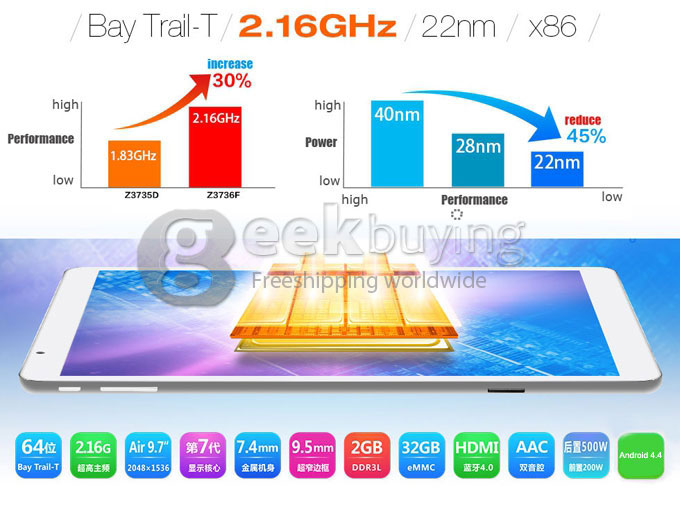 [HK Stock] Teclast X98 Air II Intel Bay Trail-T Z3736F Quad Core 2.16 GHz 9.7 Inch Tablet PC Android 4.4 2048*1536 IPS 2GB/32GB