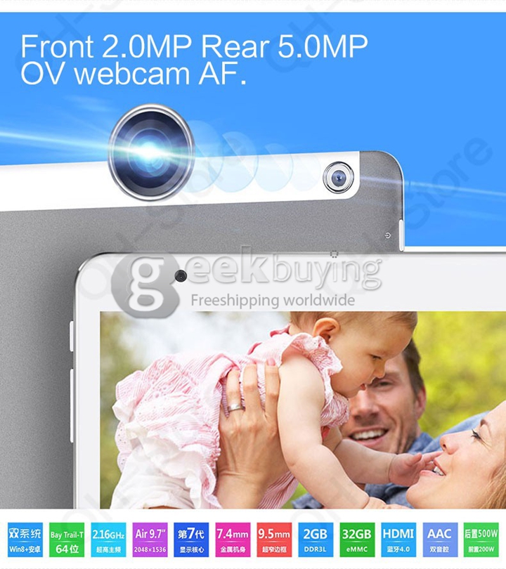 Teclast X98 Air II Dual OS Intel Bay Trail-T Z3736F Quad Core 2.16 GHz 9.7 Inch Tablet PC Android 4.4 & Windows 8.1 2048*1536 IPS 2GB/32GB