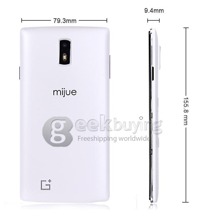 MIJUE G6 5.5inch MTK6572W Dual Core 1.2GHz Smartphone QHD Android 4.4 4GB ROM 2MP+0.3MP 3G GPS Dual SIM Smart Wake-White