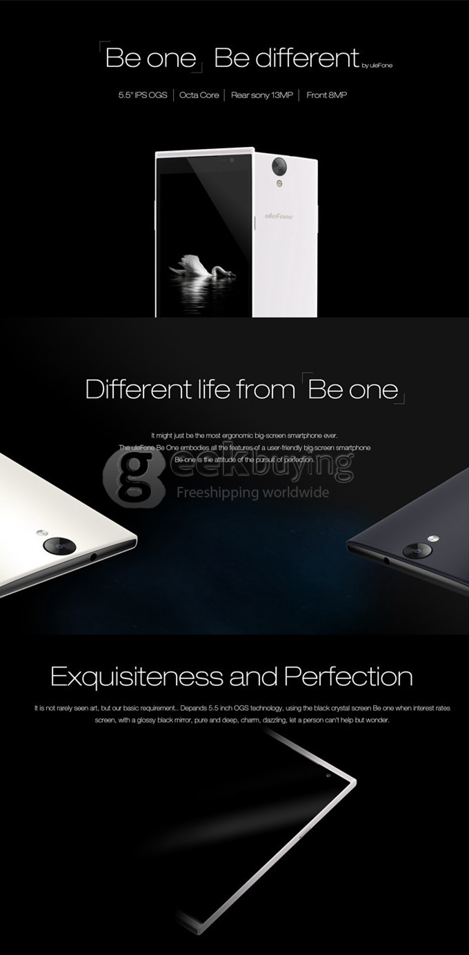 Ulefone Be One MTK6592M Octa Core 1.4GHz Smartphone Android 4.4 1GB 16GB 5.5 Inch LG IPS OGS HD 13MP 8MP - Dark Blue