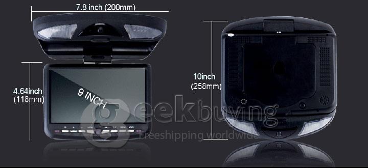 XD906 SUNPLUS 9 Inch Flip Down Roof Mount Car Overhead DVD Player FM IR 32 Bits Game - Black