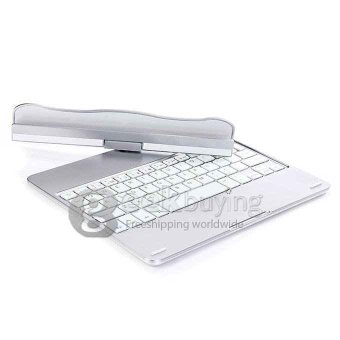 Portable Keyboard for iPad Air Bluetooth Keyboard 360 Degrees Rotating 180 Degrees Flip - Silver