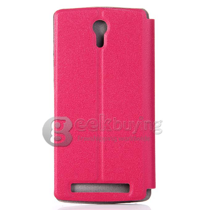 Protective Hard Cover Flip Stand Leather Case for THL T4000 - Rose