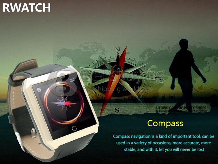 RWATCH R6S Wearable Bluetooth 4.0 Smart Watch Compass Hands-Free Call Pedometer Sleep Tracker for Android iOS Gold