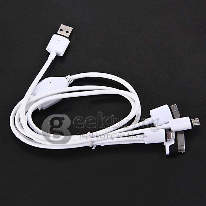 4 in 1 USB / 8 Pin / 32 Pin Data Charging Cable for Apple iPhone 4 4S 6 Plus 5S 5 iPad 2 3 Samsung S5 Note 3 2 - White