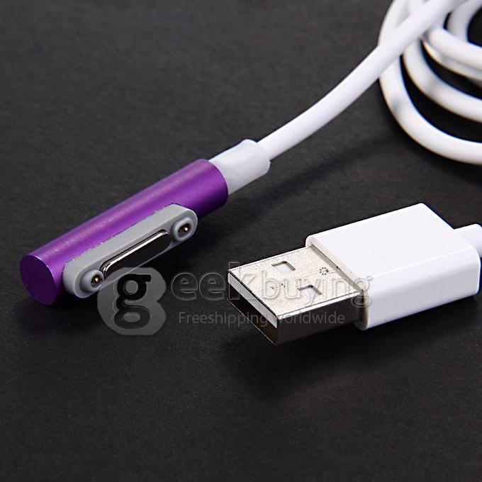 Magnetic Charging Cable Adapter USB Cable LED Smart Prompt for Sony Xperia Z3 Z2 Z1 - Purple
