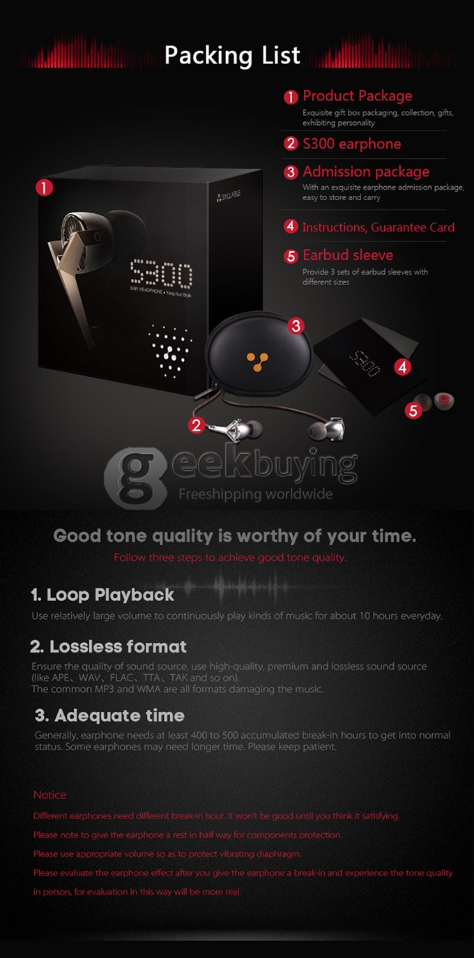 Syllable S300 Portable 3.5mm Music In-Ear Earphone Headphone with Microphone/ Cable Control for Android Apple