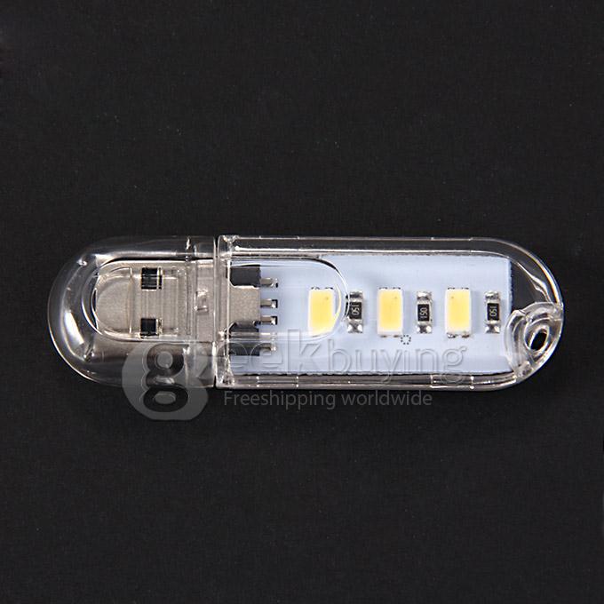 5CM High Quality Mini Portable USB Pure White 3 LED Strip Night Light Pocket Lamp