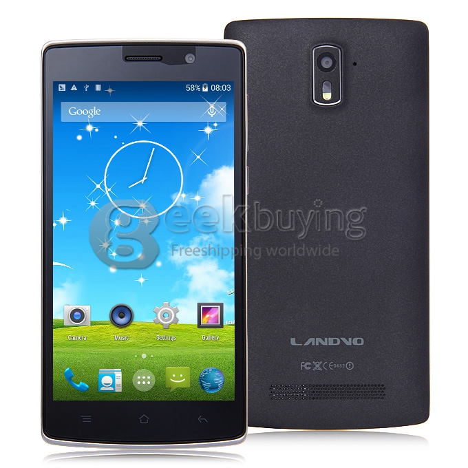 LANDVO L200S 5.0Inch IPS HD MTK6582 Quad Core 1.3GHz Smartphone Android 4.4 1GB RAM 8GB ROM 8MP 2MP Dual SIM 4G - Black