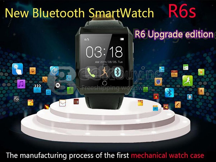 RWATCH R6S Wearable Bluetooth 4.0 Smart Watch Compass Hands-Free Call Pedometer Sleep Tracker for Android iOS Gold
