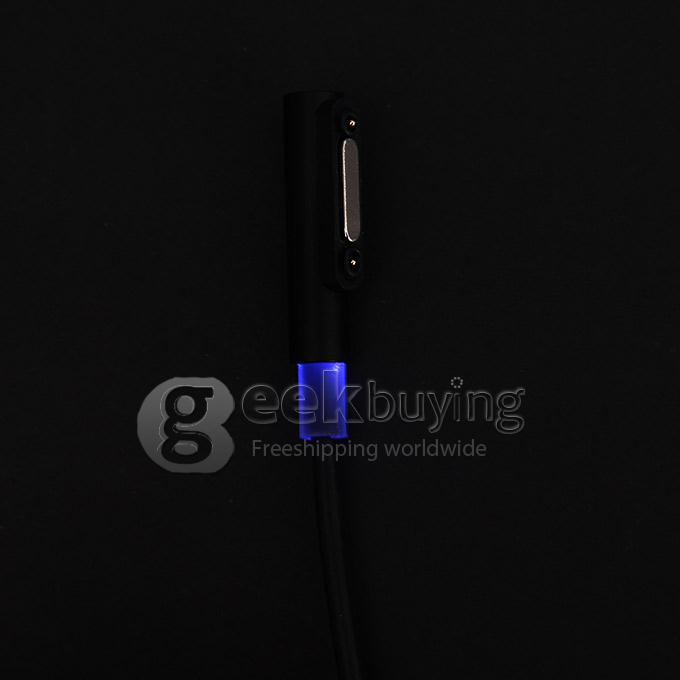 Magnetic Charging Cable Adapter USB Cable LED Smart Prompt for Sony Xperia Z3 Z2 Z1 - Black