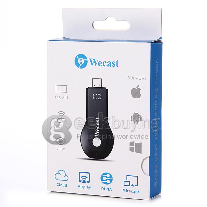 Wecast C2 Miracast DLNA WiFi Display Mini TV Dongle Stick Airplay HDMI 1080P for Android iOS Windows - Black