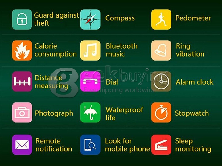 RWATCH R6S Wearable Bluetooth 4.0 Smart Watch Compass Hands-Free Call Pedometer Sleep Tracker for Android iOS Gold