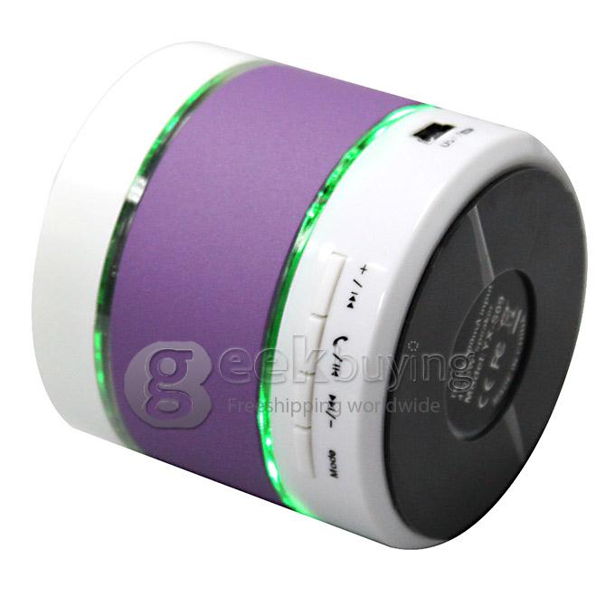 S09 Mini Portable Wireless Bluetooth Hi Fi Speaker Music Player TF Card Slot Hand Free with LED Light - Purple