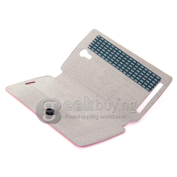 Protective Hard Cover Flip Stand Leather Case for THL T4000 - Rose