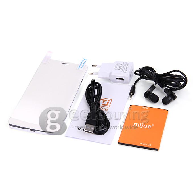 MIJUE G6 5.5inch MTK6572W Dual Core 1.2GHz Smartphone QHD Android 4.4 4GB ROM 2MP+0.3MP 3G GPS Dual SIM Smart Wake-White
