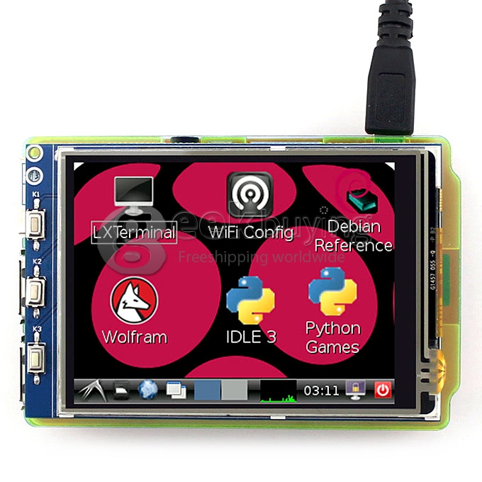 3.2 inch Resistive Touch Screen TFT LCD Designed for Raspberry Pi RPi B Raspbian IMG Provided