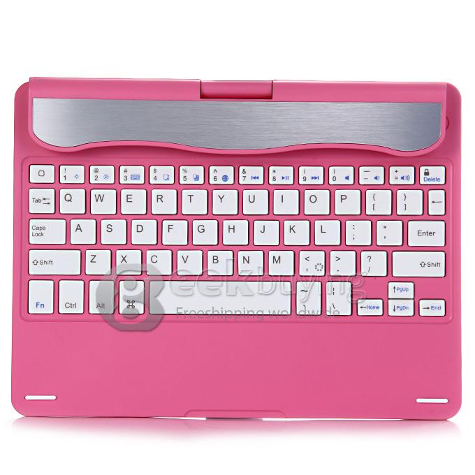 Portable Keyboard for iPad Air Bluetooth Keyboard 360 Degrees Rotating 180 Degrees Flip - Pink