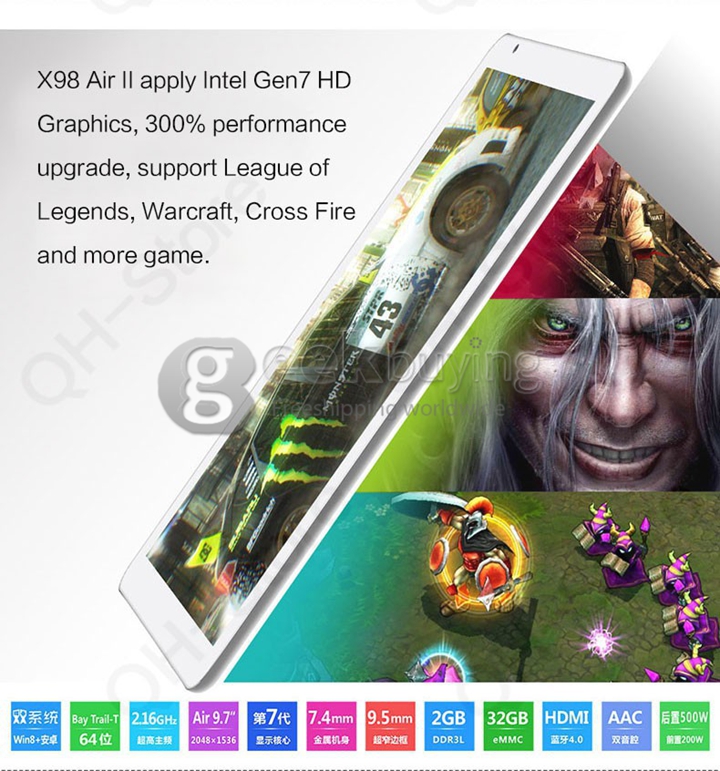 Teclast X98 Air II Dual OS Intel Bay Trail-T Z3736F Quad Core 2.16 GHz 9.7 Inch Tablet PC Android 4.4 & Windows 8.1 2048*1536 IPS 2GB/32GB