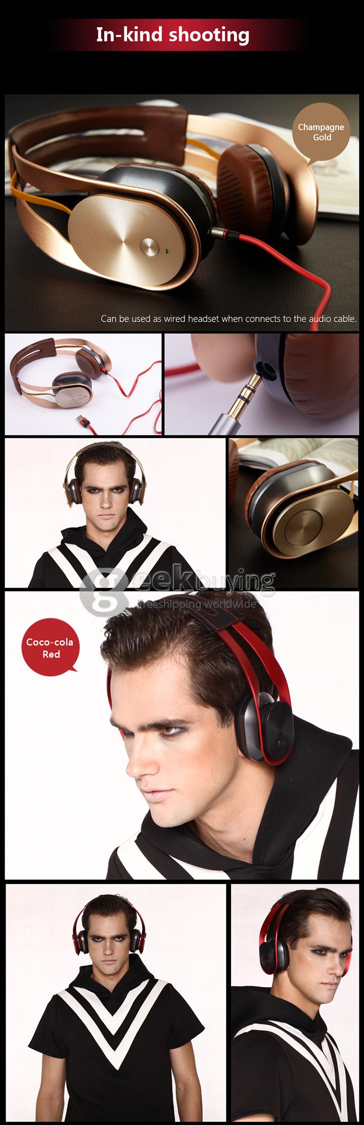 Syllable G700 Metal Wireless Bluetooth 4.0 Headphone Headset with NFC Fuction Bass Built-in Mic / 40mm Speaker - Golden