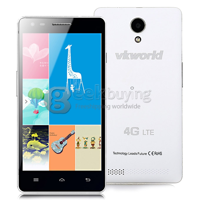 VK1000 5 Inch FDD-LTE 4G Smartphone IPS QHD Screen MTK6582+6290 Dual Platform 1GB RAM 4GB ROM 8.0MP Android 4.2 OTG/GPS - White