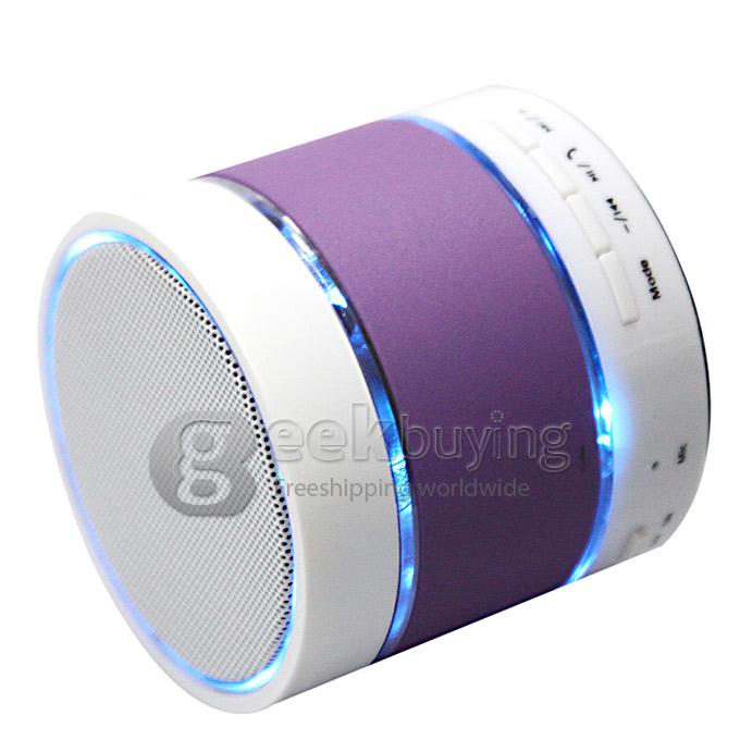 S09 Mini Portable Wireless Bluetooth Hi Fi Speaker Music Player TF Card Slot Hand Free with LED Light - Purple