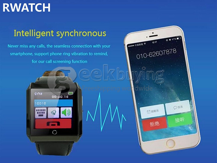 RWATCH R6S Wearable Bluetooth 4.0 Smart Watch Compass Hands-Free Call Pedometer Sleep Tracker for Android iOS Gold