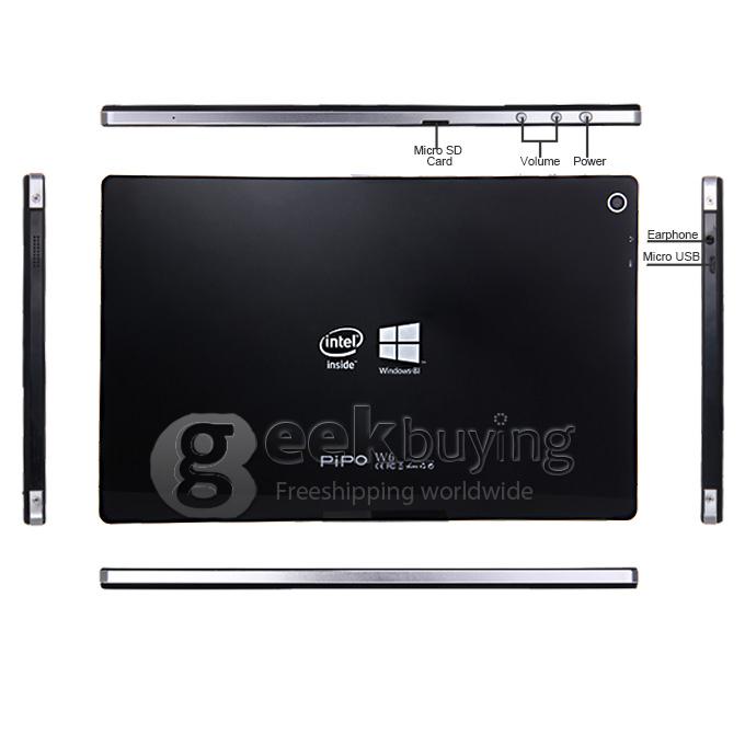 PIPO W6 GPS Windows 8 Tablet PC 8.9 Inch Intel Z3735F Quad Core 1.83 GHz 2GB/32GB - Black