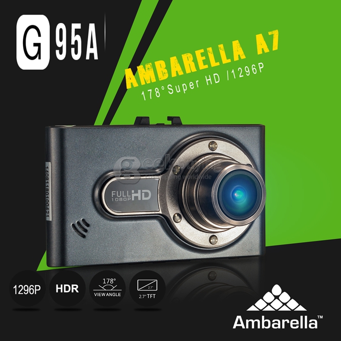 Dome G95A Ambarella A7 Full HD 1296P 30fps 2.7 Inch 178 Degree Angle Car DVR Recorder H.264 with G-sensor Dashcam
