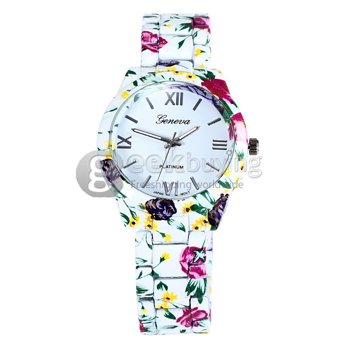 GENEVA Fashion Ceramic Analog Japanese Movement Quartz Wrist Watch for Woman - White