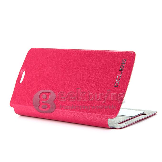 Protective Hard Cover Flip Stand Leather Case for THL T4000 - Rose