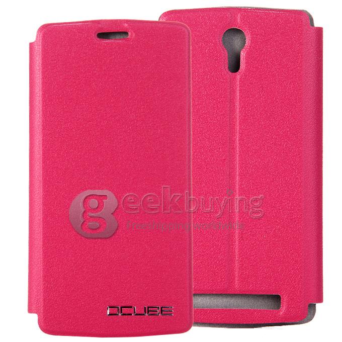 Protective Hard Cover Flip Stand Leather Case for THL T4000 - Rose