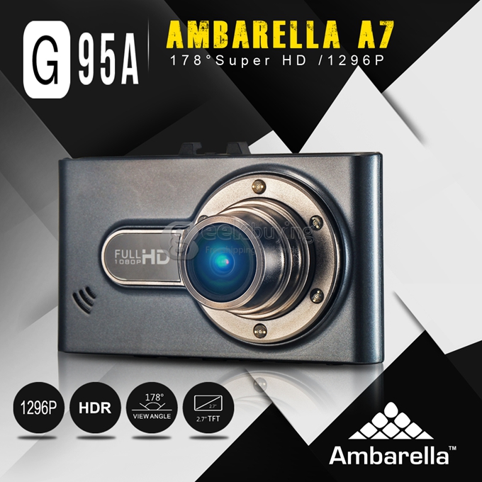 Dome G95A Ambarella A7 Full HD 1296P 30fps 2.7 Inch 178 Degree Angle Car DVR Recorder H.264 with G-sensor Dashcam