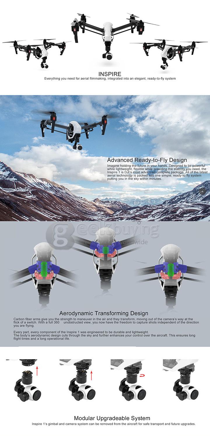 DJI Inspire 1 T600 Transforming Quadcopter 4K Camera With Travel Case RTF - Single Controller