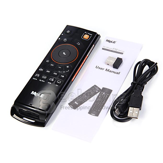 MeLE F10 Deluxe 2.4GHz Wireless Fly Air Mouse Keyboard Game Controller 6 Axial Gyro IR Learning for Android PC TV Box