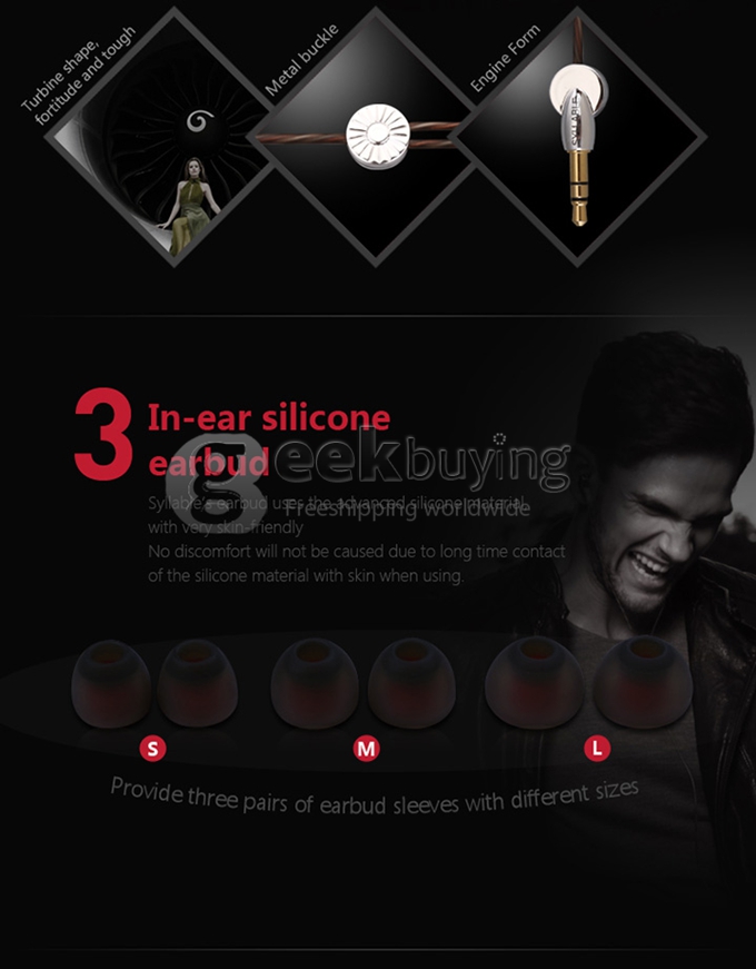 Syllable S300 Portable 3.5mm Music In-Ear Earphone Headphone with Microphone/ Cable Control for Android Apple