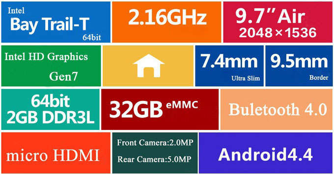 [Spanyolország Stock] Teclast X98 Air 3G Dual OS Intel Bay Trail-T Z3736F Quad Core 2.16 GHz 9.7 Inch Tablet PC Phablet Android és a Windows 4.4 8.1 2048 * 1536 IPS 2GB / 32GB