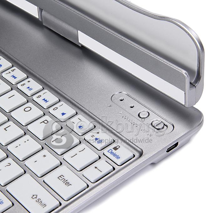 Portable Keyboard for iPad Air Bluetooth Keyboard 360 Degrees Rotating 180 Degrees Flip - Silver